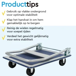 BRASQ Trolley Inklapbaar - Plateauwagen 150kg Draagvermogen - Transportkar Staal - Transportwagen
