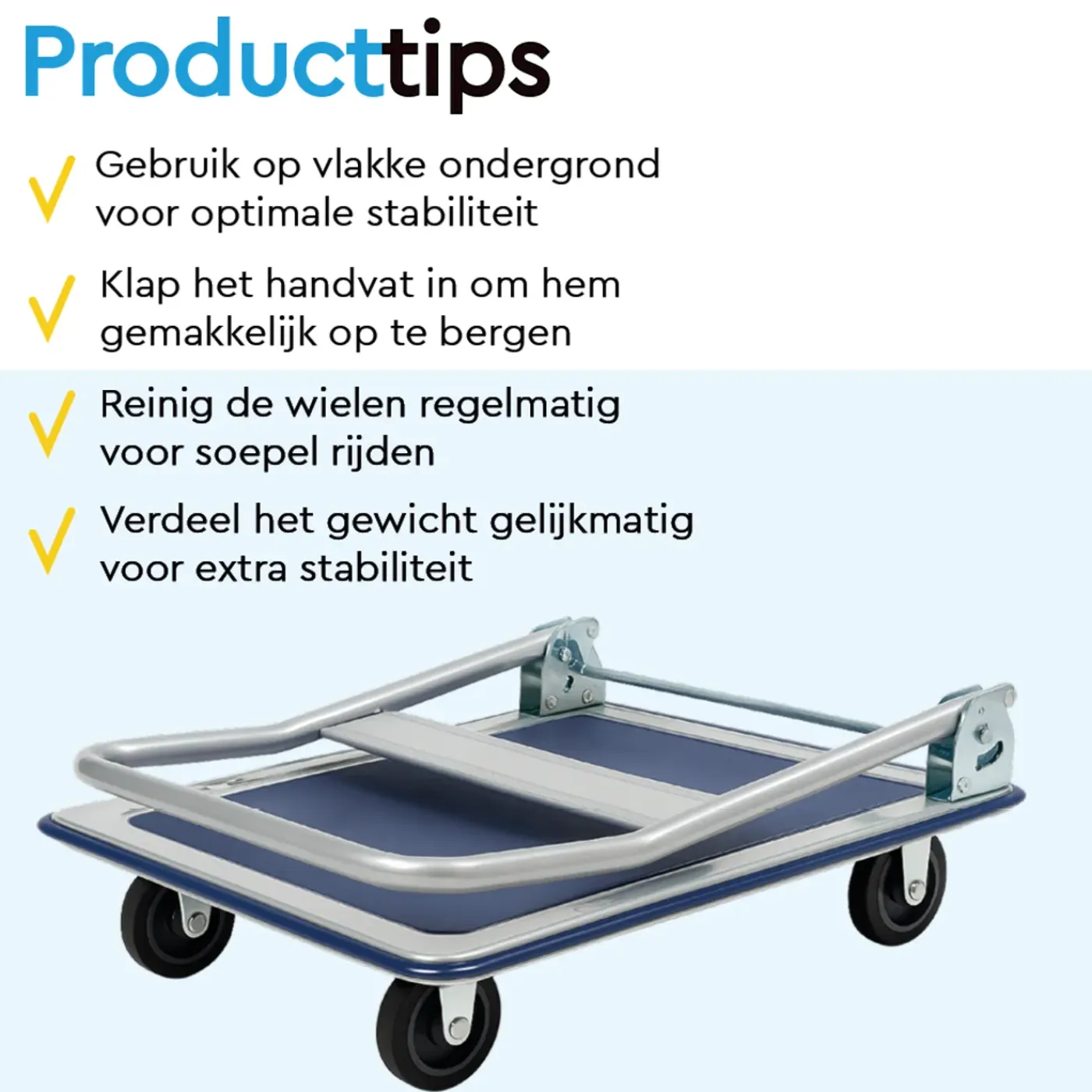 BRASQ Trolley Inklapbaar - Plateauwagen 150kg Draagvermogen - Transportkar Staal - Transportwagen