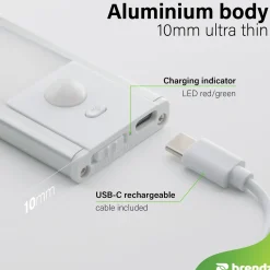 Brendz Kastverlichting - PIR sensor - USB-C - 40 cm - 3 kleurtemperaturen