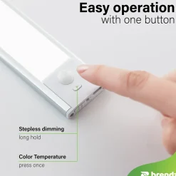 Brendz Kastverlichting - PIR sensor - USB-C - 20 cm - 3 kleurtemperaturen