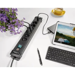 Brennenstuhl stekkerdoos Premium-line 6-voudig met USB (type A) zwart 3 meter