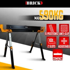BRICK - Opvouwbare En Telescopische Metalen Werkbank - Max. Belasting 590 Kg