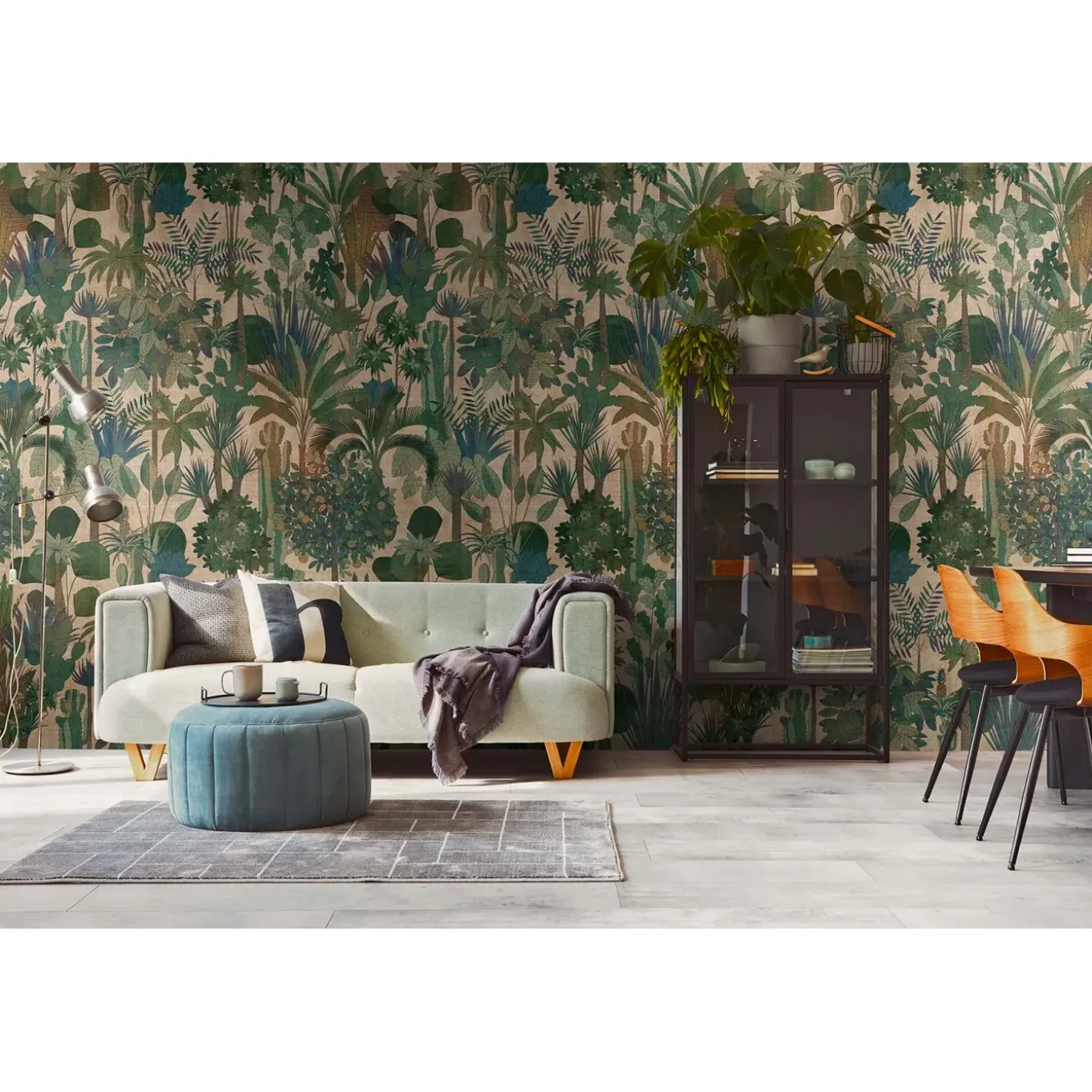 Bricoflor Vliesbehang Beige, Bruin, Groen - 1,59 X 2,8 M - Jungle & Tropisch