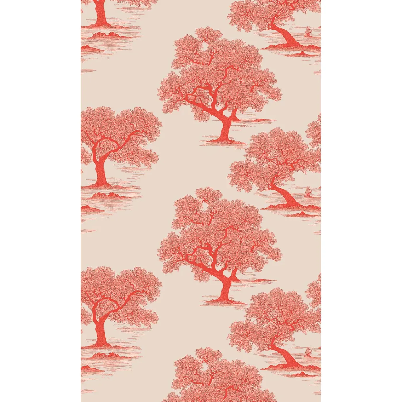 BRICOFLOR Vliesbehang Rood, Wit - 1,59 X 2,8 M - Aziatische Prints