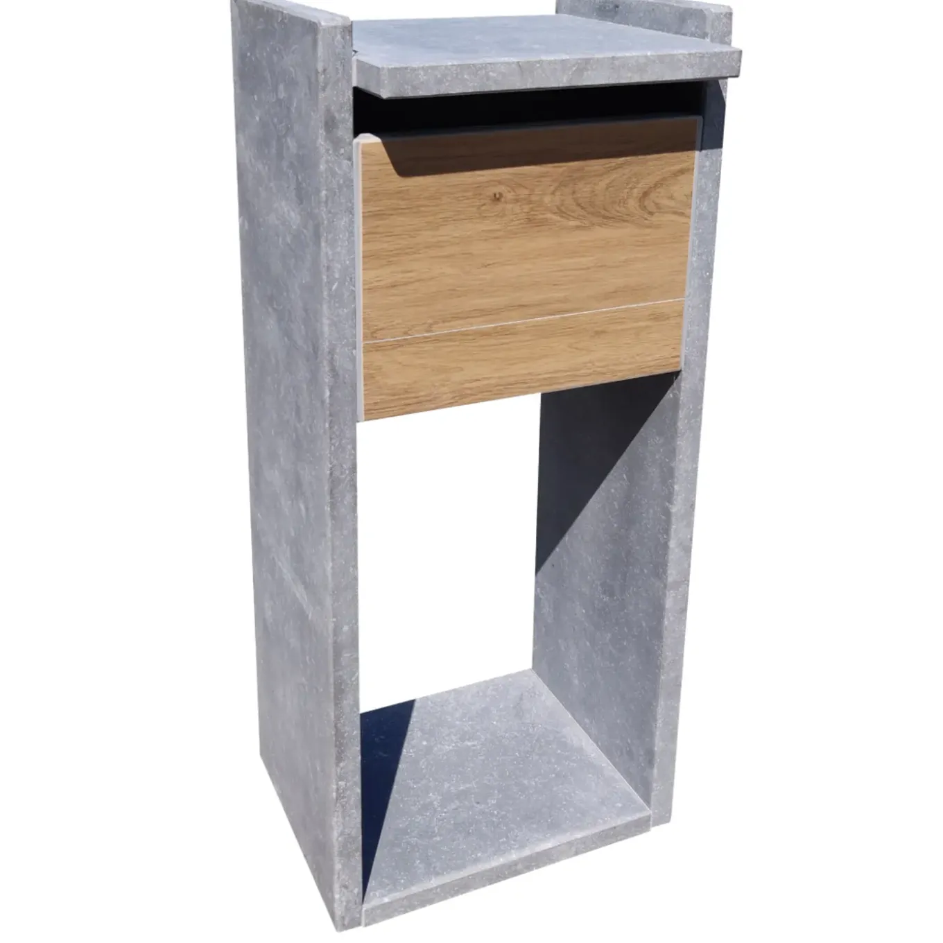 Brievenbus Staande Brievenbus Everest Woodlook - Natuursteen - Blauw - 40,5x100x32cm