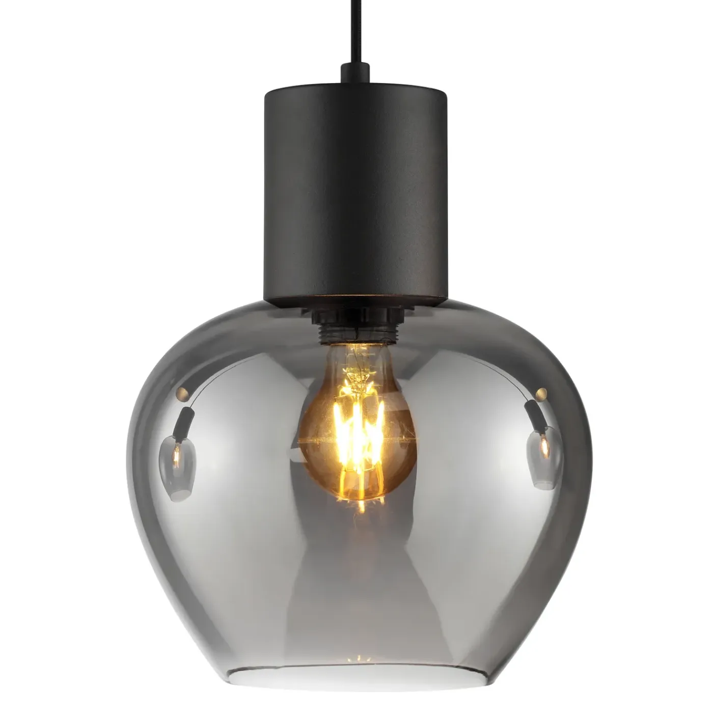 Brilliant Hanglamp Ligari - Zwart - Rookglas - 3xE27 - 2xGU10