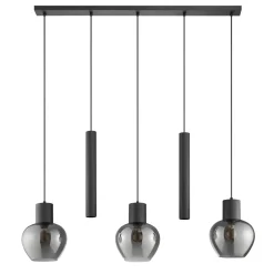 Brilliant Hanglamp Ligari - Zwart - Rookglas - 3xE27 - 2xGU10