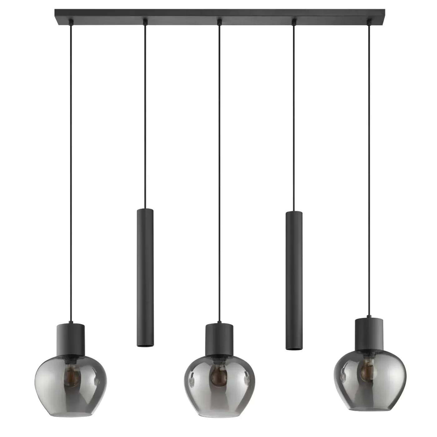 Brilliant Hanglamp Ligari - Zwart - Rookglas - 3xE27 - 2xGU10