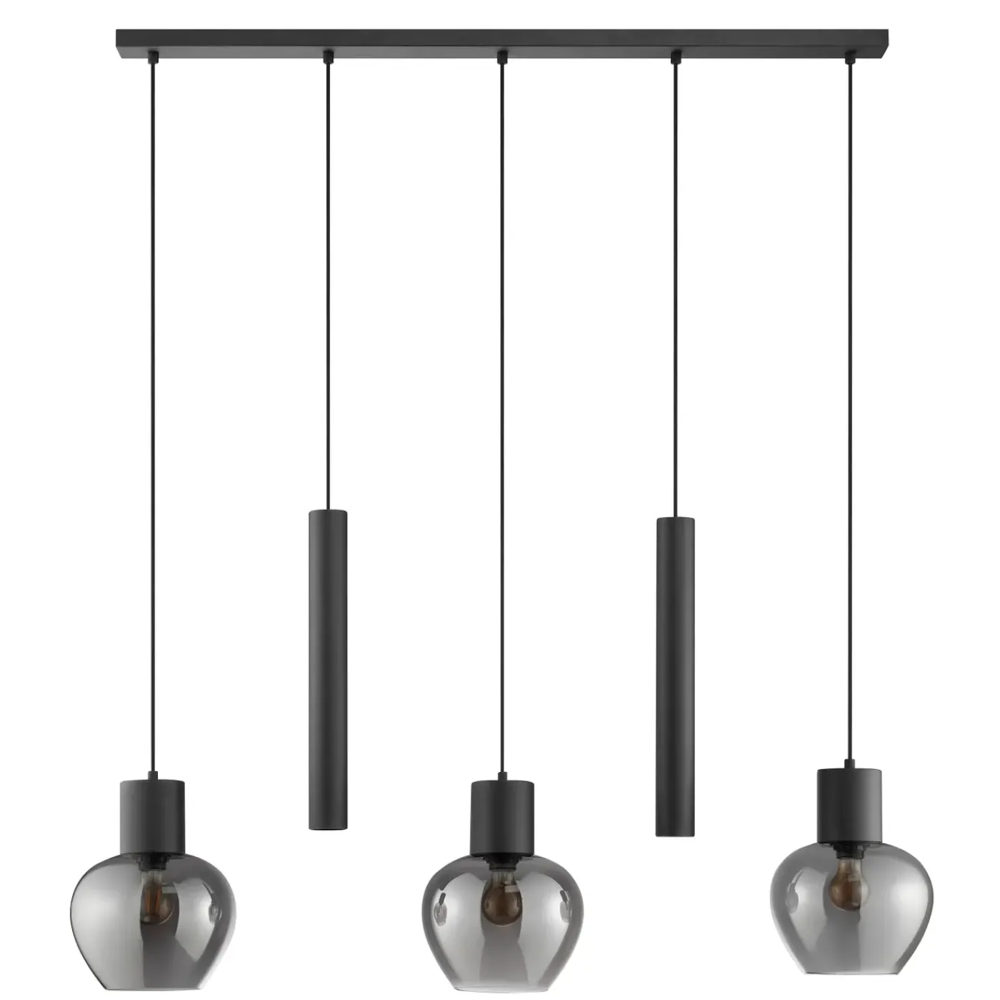 Brilliant Hanglamp Ligari - Zwart - Rookglas - 3xE27 - 2xGU10