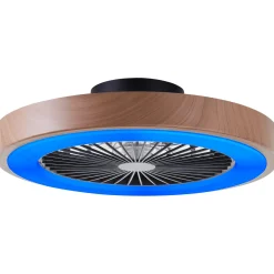 Brilliant Plafondventilator met CCT RGB LED - Zwart en Natural - 49cm - met afstandsbediening