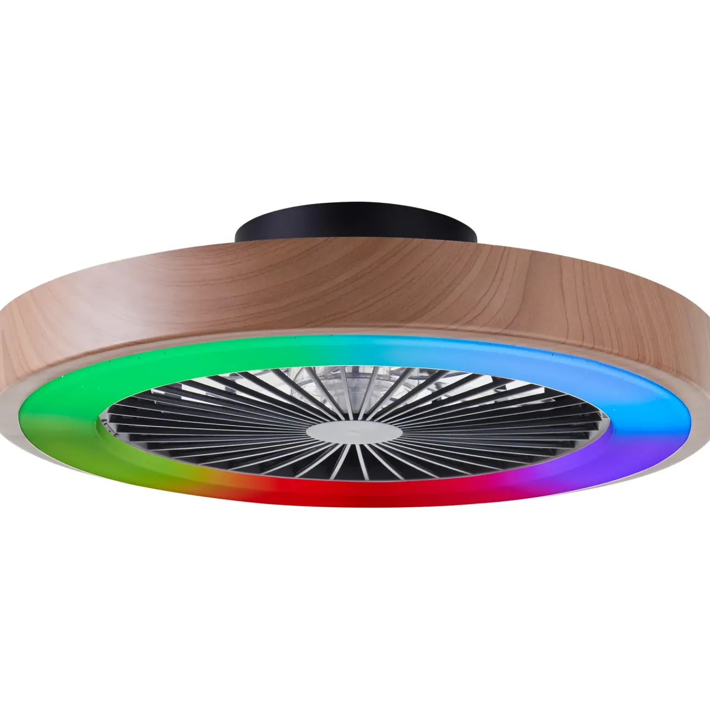 Brilliant Plafondventilator met CCT RGB LED - Zwart en Natural - 49cm - met afstandsbediening