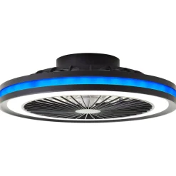 Brilliant Plafondventilator Palmero met CCT RGB LED - Zwart - 46,6cm - 40W - met afstandsbediening