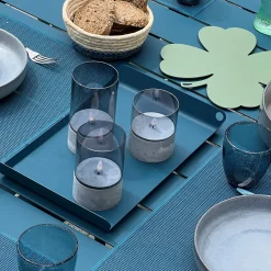 Brilliant tafellamp op batterij Bougie betoneffect rookglas set van 3