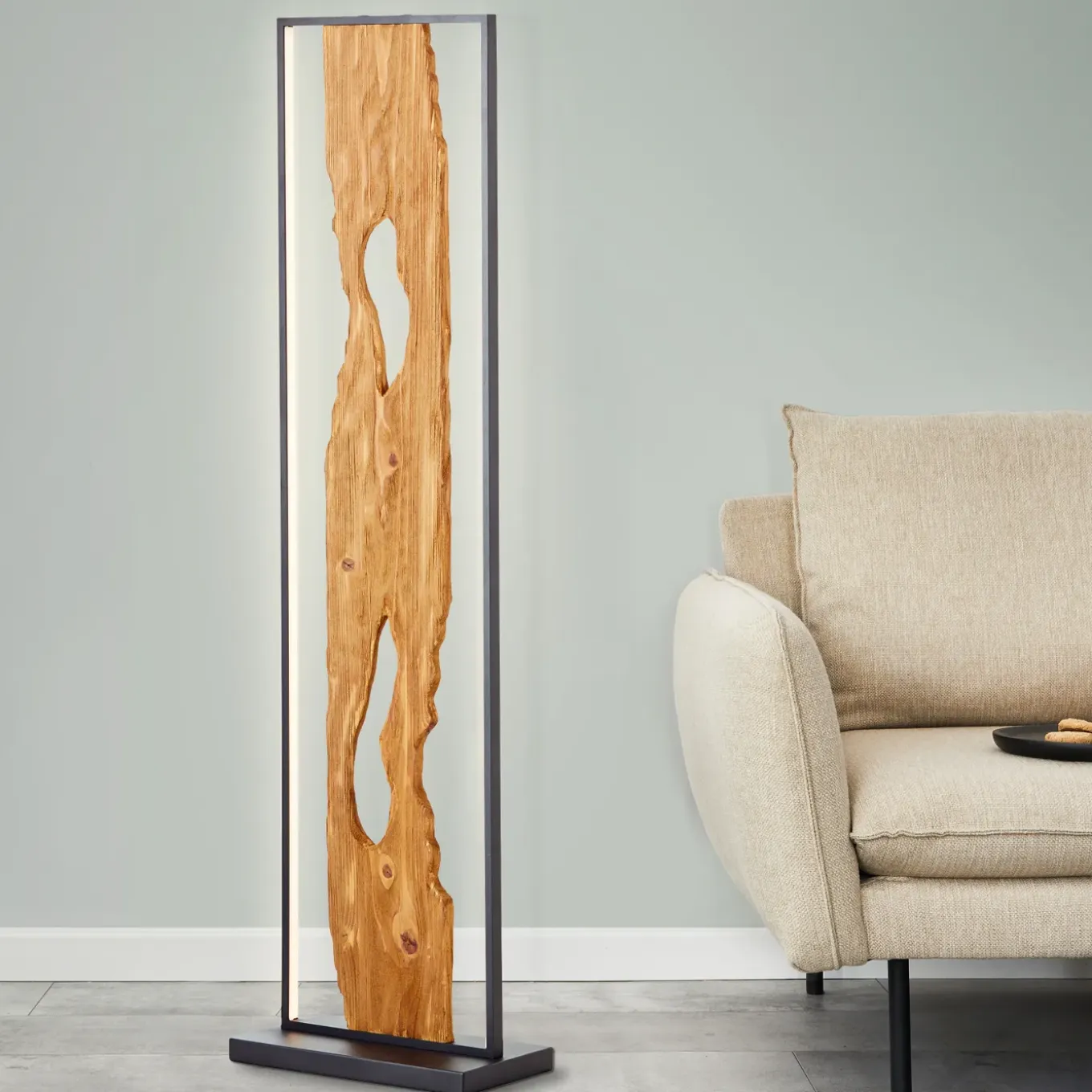 Brilliant vloerlamp Chaumont zwart hout 20W