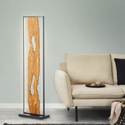 Brilliant vloerlamp Chaumont zwart hout 20W