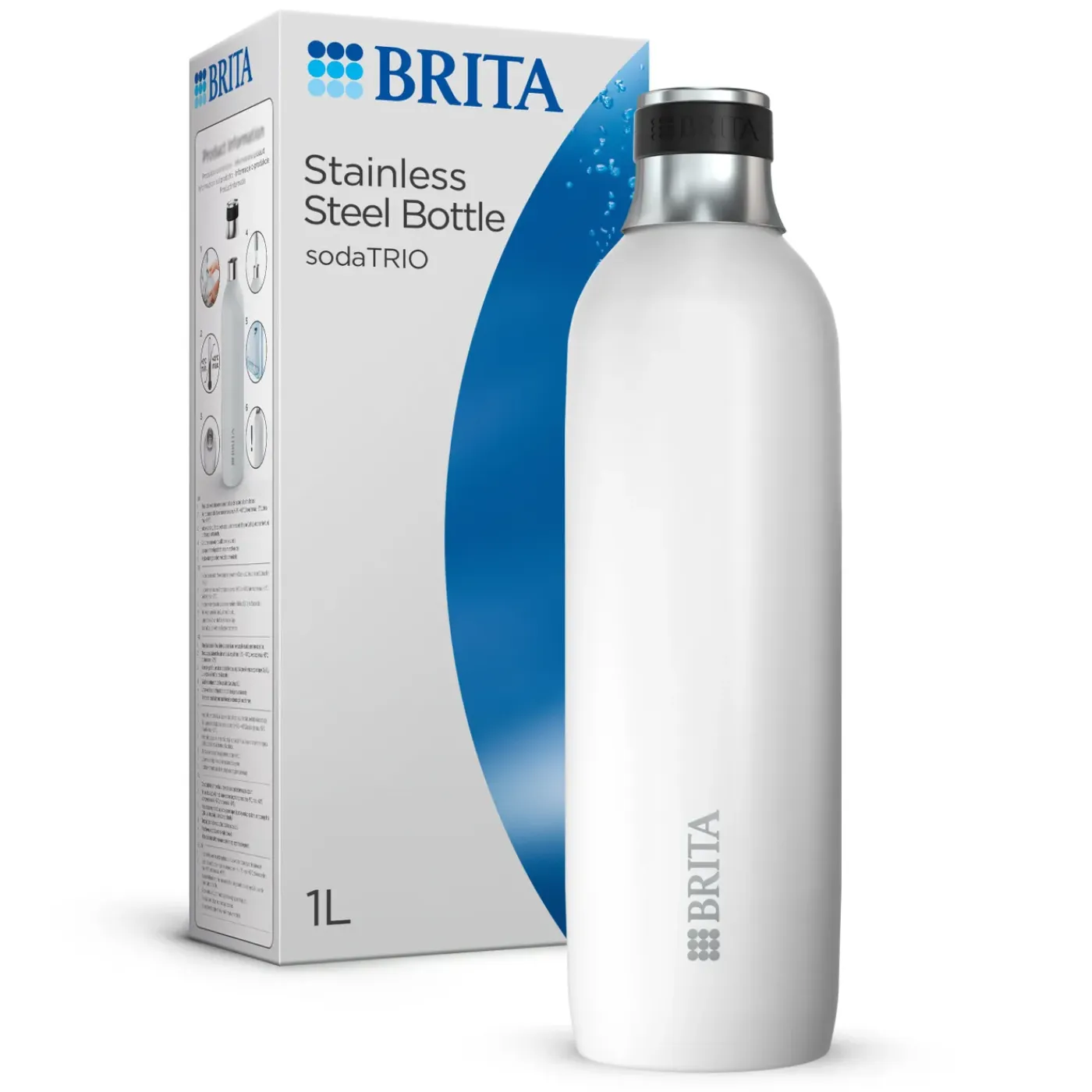 BRITA Roestvrijstalen Fles Wit Sodatrio Groot (0.9l)