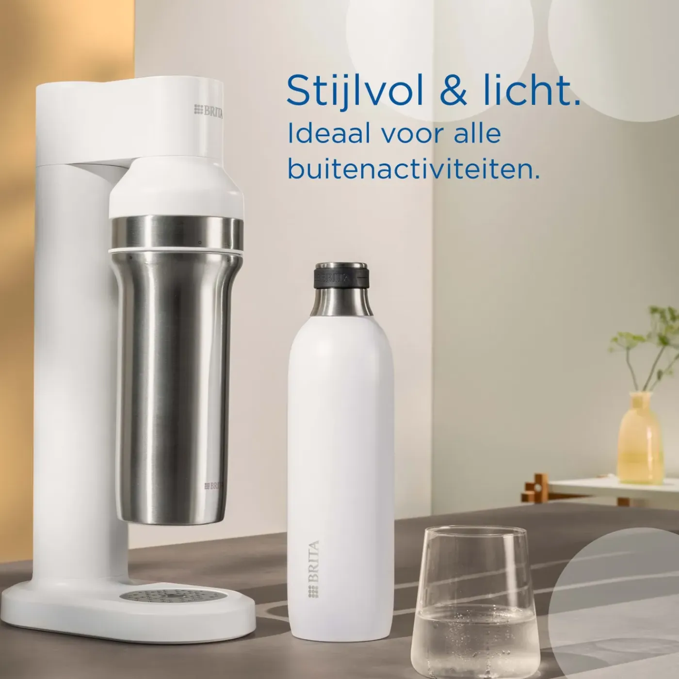 BRITA Roestvrijstalen Fles Wit Sodatrio Groot (0.9l)