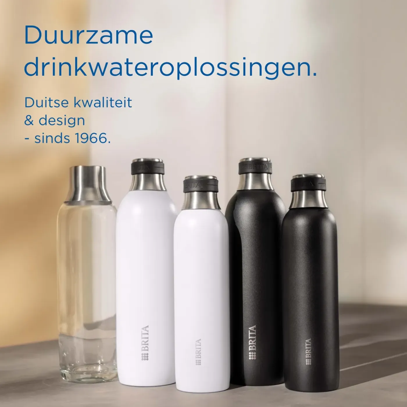 BRITA Roestvrijstalen Fles Zwart Sodatrio Groot (0.9l)