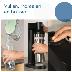 BRITA Roestvrijstalen Fles Zwart Sodatrio Groot (0.9l)