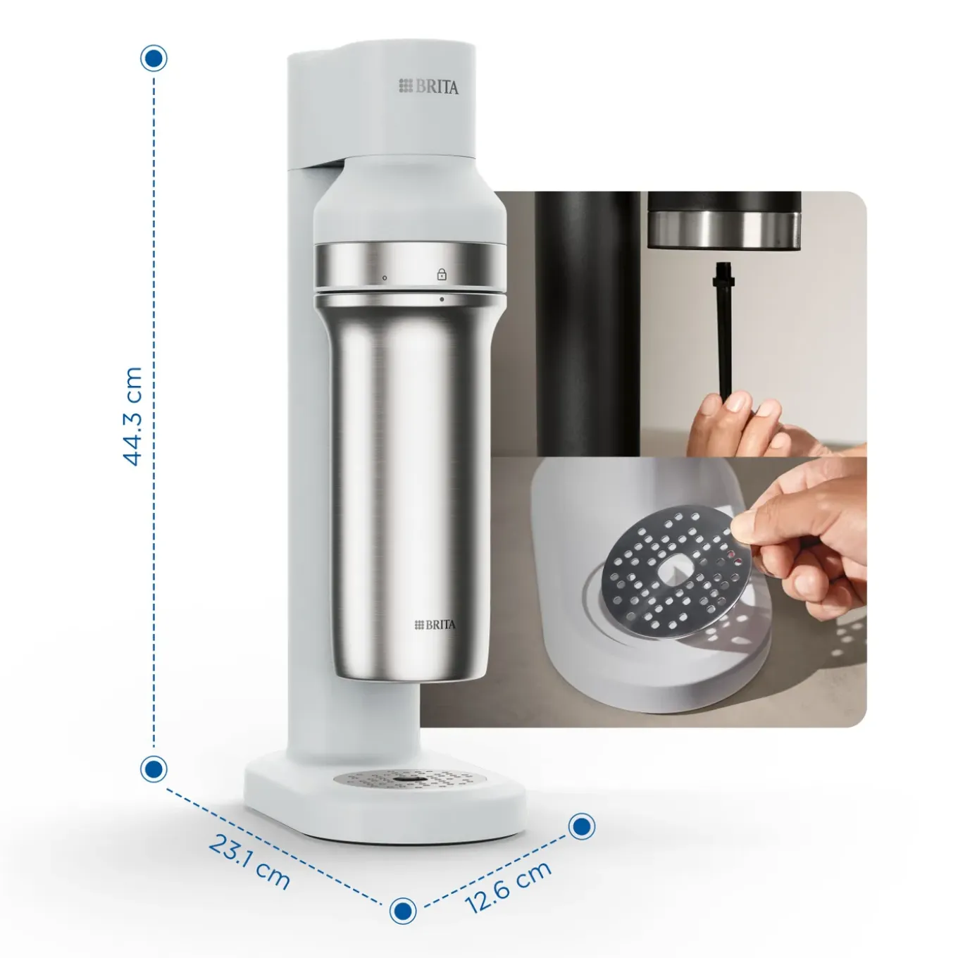 Brita Sodatrio Wit Incl. Glazen Fles (0.9l), Rvs Fles (0,5l) En Co2-cilinder
