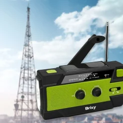 Brixy Noodradio - Opwindbaar & Solar - Zaklamp & Powerbank - 4000 mAh - Groen