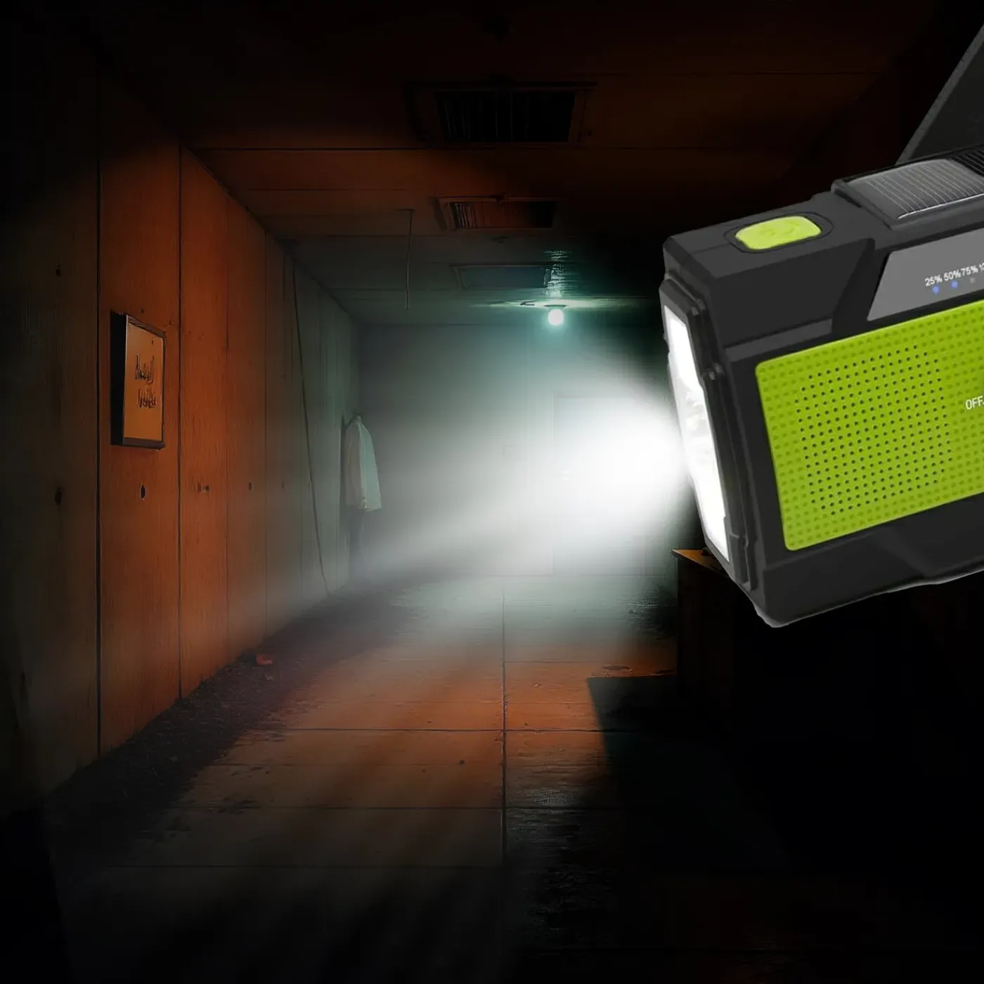 Brixy Noodradio - Opwindbaar & Solar - Zaklamp & Powerbank - 4000 mAh - Groen