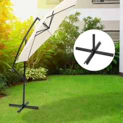 Brixy Zweefparasol - 300cm - Incl. Kruisvoet - Waterdicht - Verstelbare Hoogte - Creme