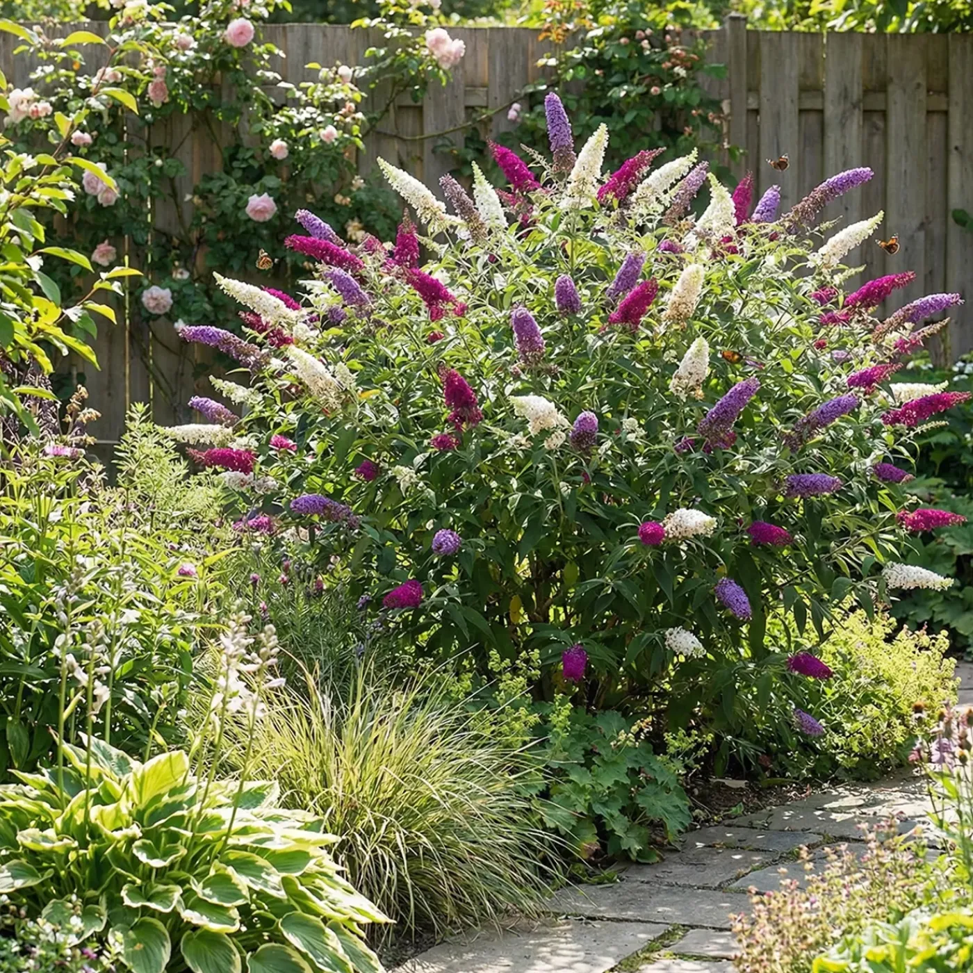 Bloomique Buddleja Davidii Tricolor - Drie Kleuren Bloemen - Vlinderstruik - Hoogte 30-40 Cm - Pot 17 Cm
