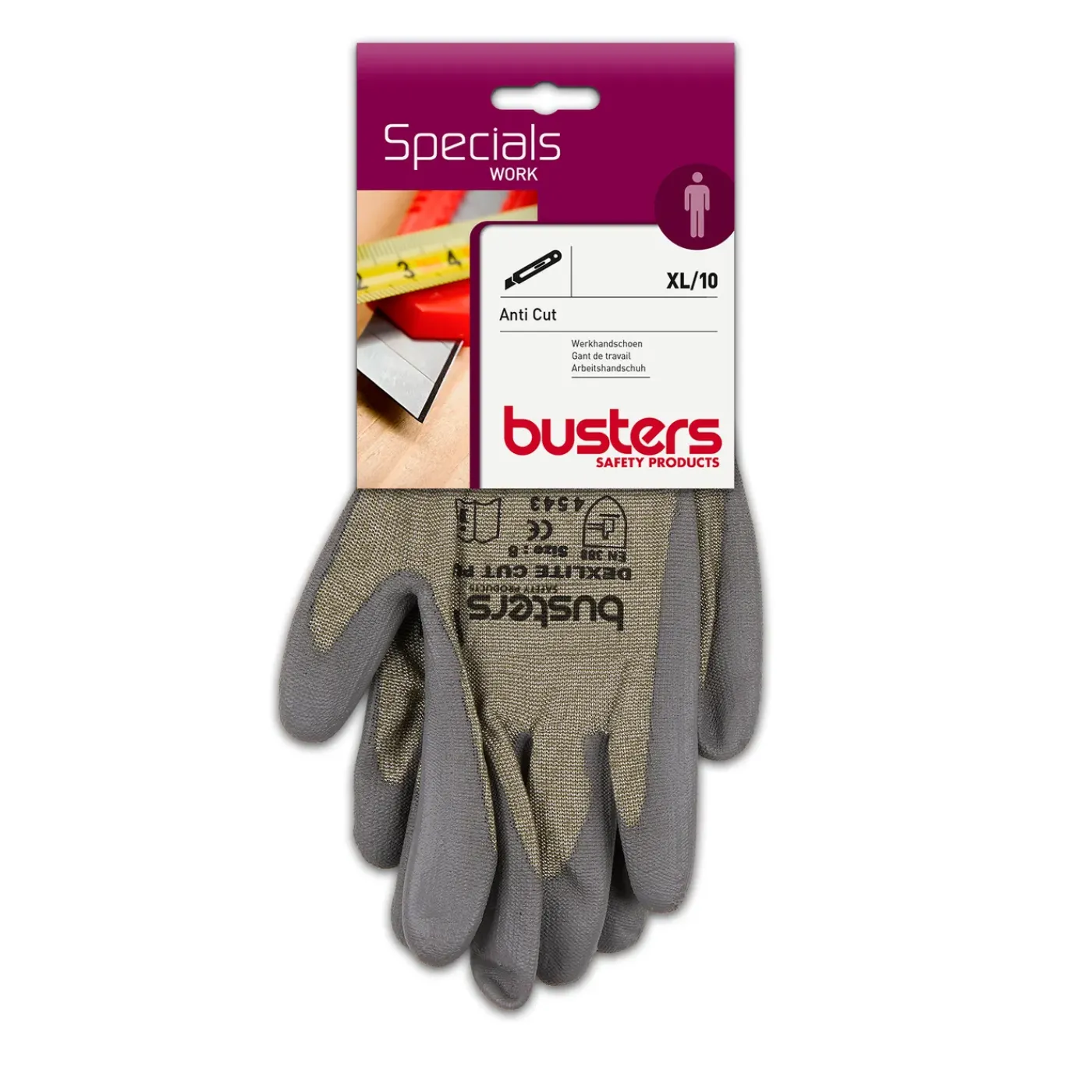 Busters handschoenen Anti Cut polyethyleen grijs M10