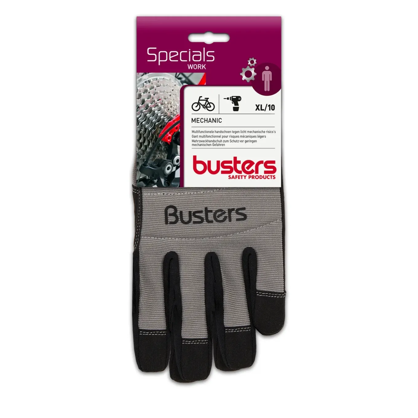 Busters handschoenen Mechanic synthetisch leder zwart/grijs M10