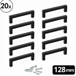 By Mjm - Handgrepen Dallas 128mm Zwart Set 20 Stuks - Meubelgrepen - Handgreep voor keuken