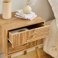 Calicosy - Eden Nachtkastje 2 Lades - Licht Hout - 60x45x39 Cm