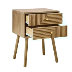 Calicosy - Eden Nachtkastje 2 Lades - Licht Hout - 60x45x39 Cm