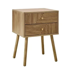 Calicosy - Eden Nachtkastje 2 Lades - Licht Hout - 60x45x39 Cm