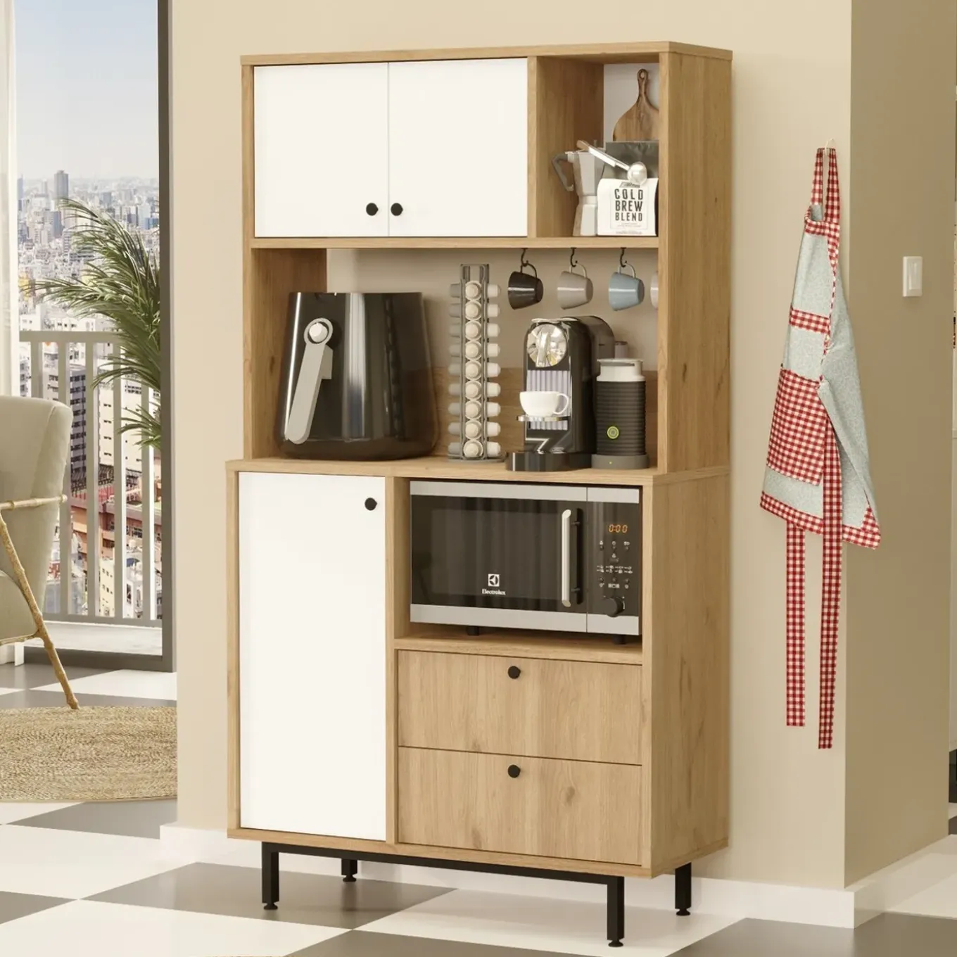 Calicosy - Keukenkast Met 2 Lades Ode - 35,5x88x161,2 Cm