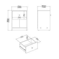 Calicosy - Nachtkastje Met 1 Lade En 1 Open Vak B37,9 Cm – Lise