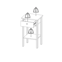 Calicosy - Nachtkastje Met 1 Lade, 1 Plank Matzwart H70,1 Cm – Barcelone