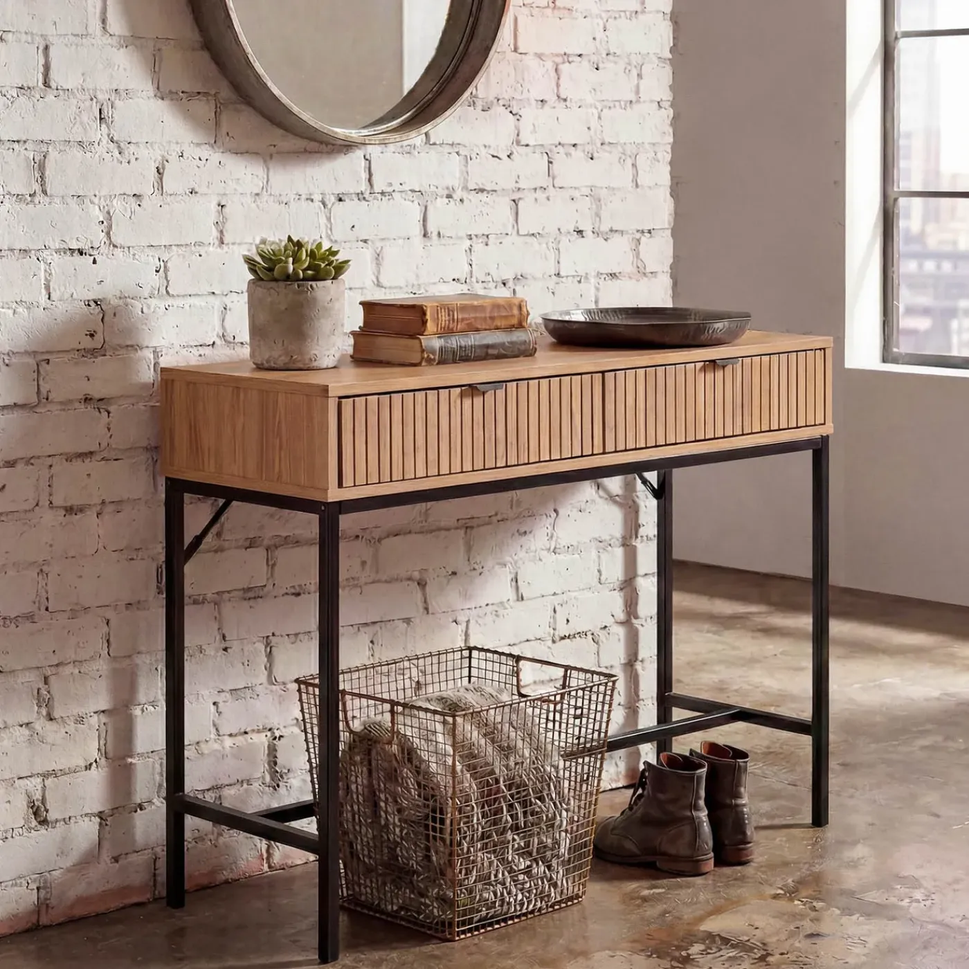 Casâme Calicosy - Tara Design Haltafel - Licht Hout - 35x100x80 Cm