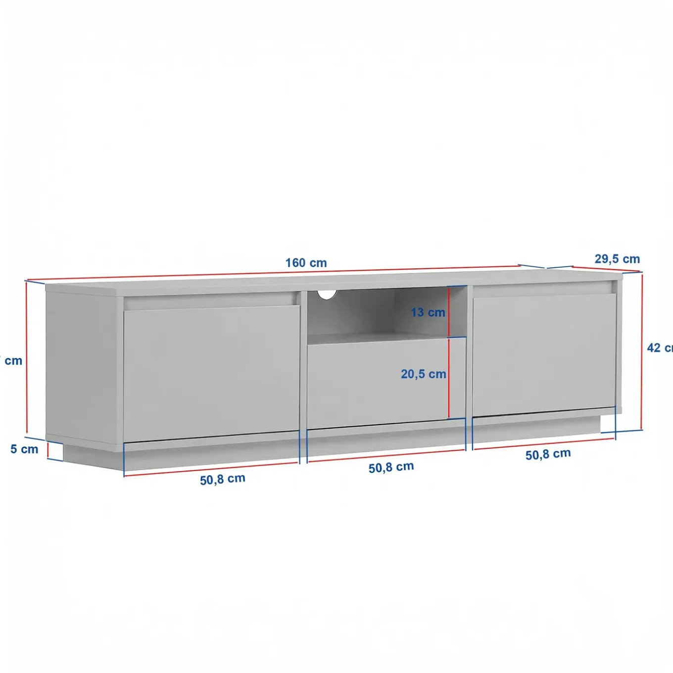 Calicosy - Tv-meubel Lume - Wit 160x30x42 Cm