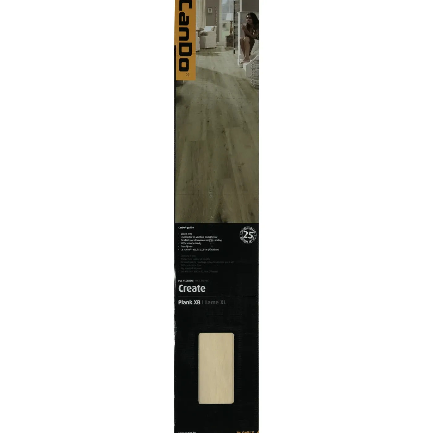 CanDo PVC Vloer Create Plank XB - Savanne Eiken - 4-zijdige Micro V-groef - 5mm - 1,945m²