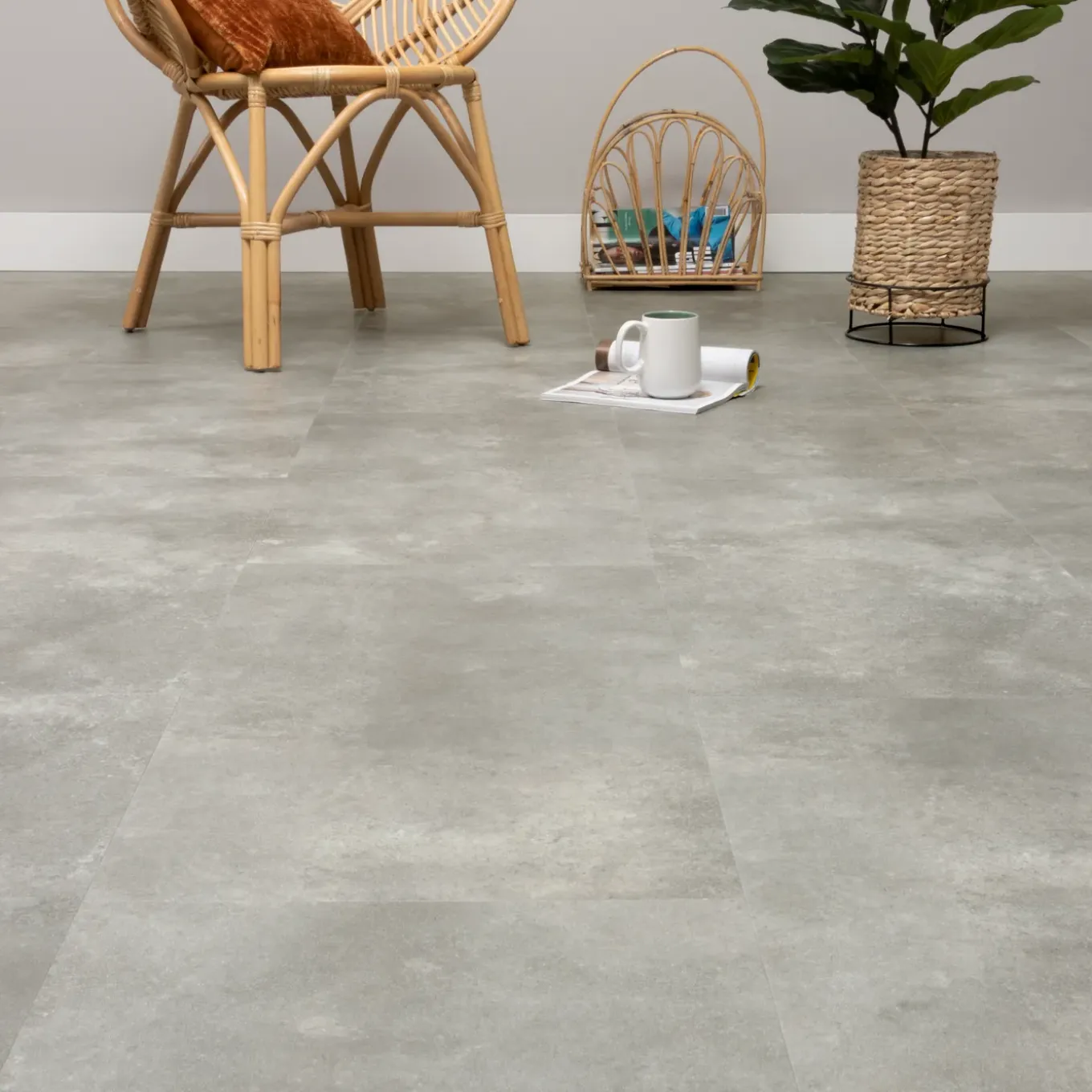 CanDo PVC Vloertegel Feel Tegel XL - Warm Grijs - 4-zijdige Micro V-groef - 6mm - 1,640m²