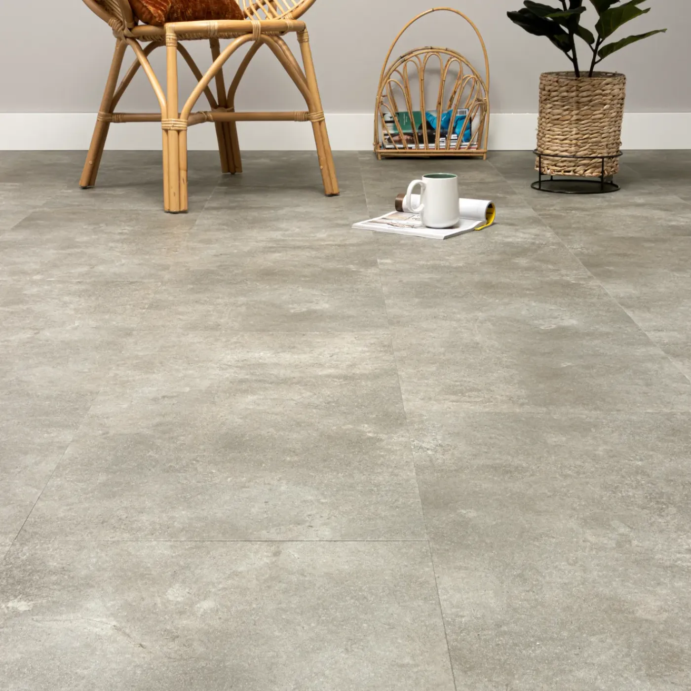 CanDo PVC Vloertegel Feel Tegel XL - Beton Grijs - 4-zijdige Micro V-groef - 6mm - 1,640m²