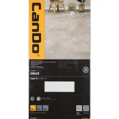 CanDo PVC Vloertegel Silent Tegel XL Rustiek Steen - Midden Grijs - 4-zijdige Micro V-groef - 6,3mm - 2,088m²
