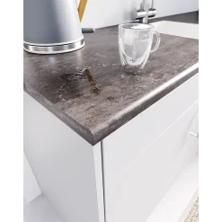 Cando - Werkblad - Aanrechtblad - Staalgrijs - Met waterkering - 302x60x2,8cm