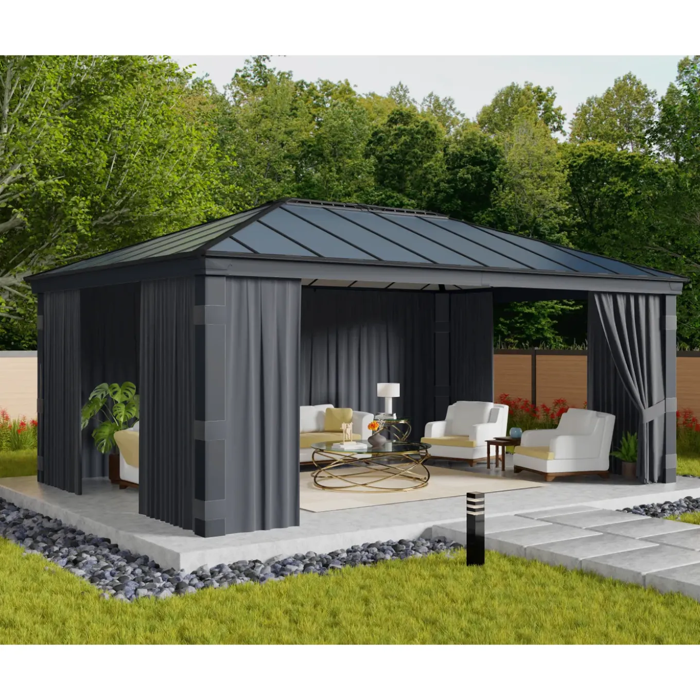 Canopia gordijnen grijs voor prieel Dallas 533x212cm