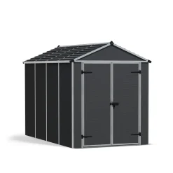 Canopia Metalen Tuinhuis Rubicon - Donkergrijs - 185x304cm - Dubbele Deur - met Vloer