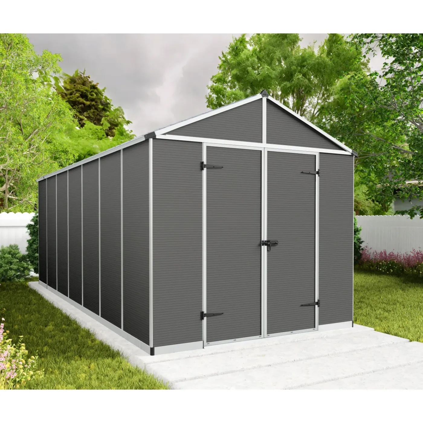 Canopia Metalen Tuinhuis Rubicon - Grijs - 179x237cm - Dubbele Deur - met Vloer - 12,5m²