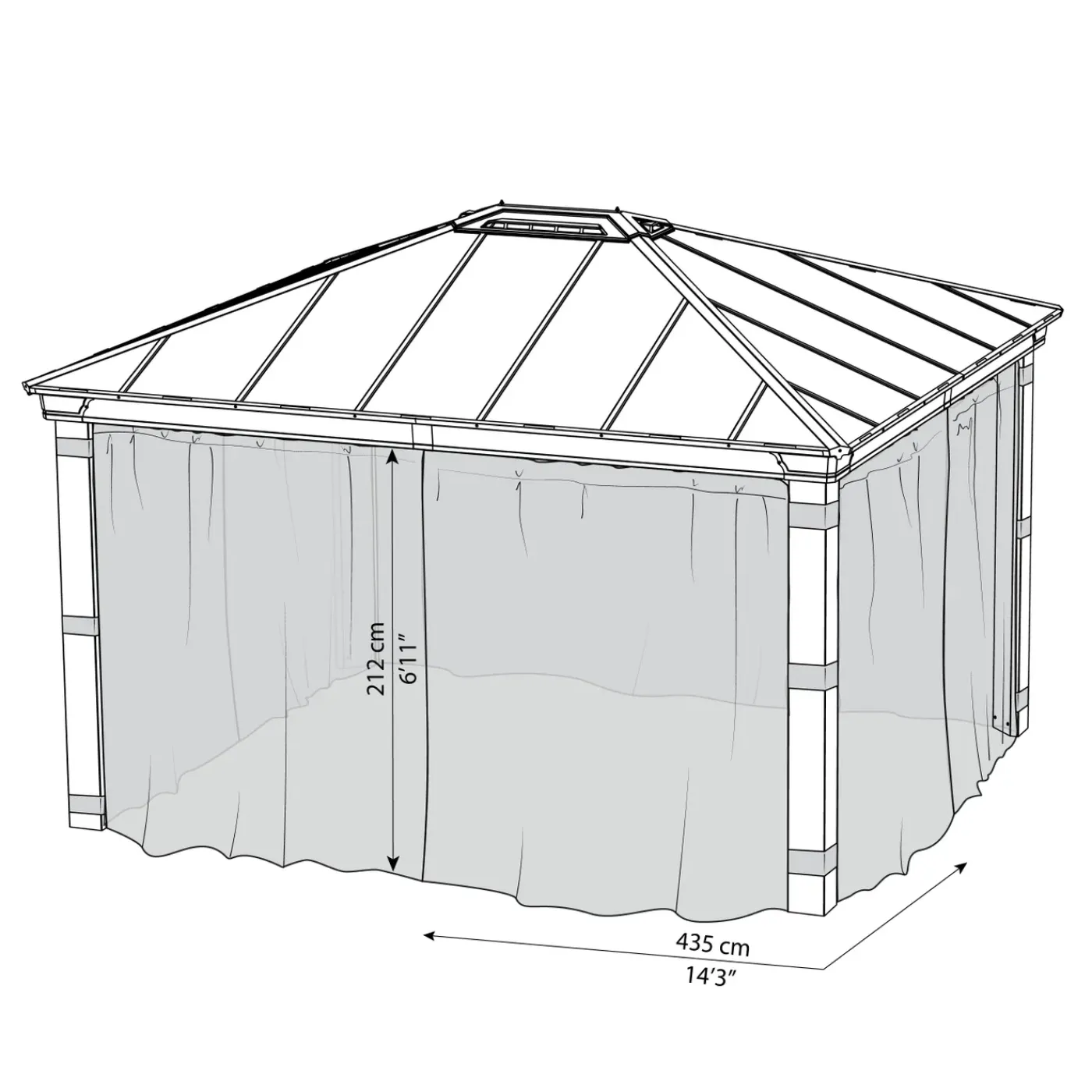 Canopia muggennet voor prieel Dallas 435x212cm
