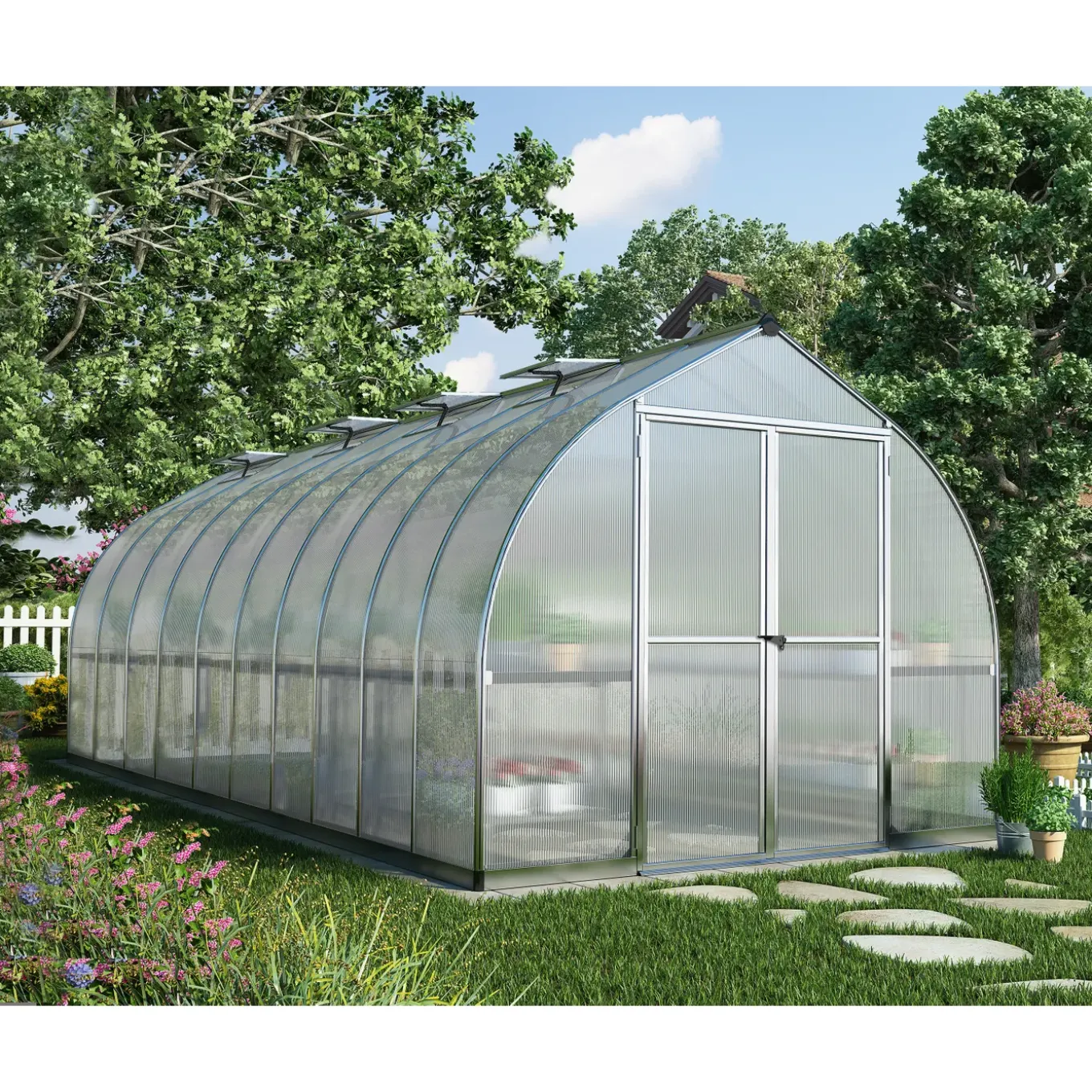 Canopia Tuinkas Bella 8x16 - Polycarbonaat - Zilver - 244x484x219cm