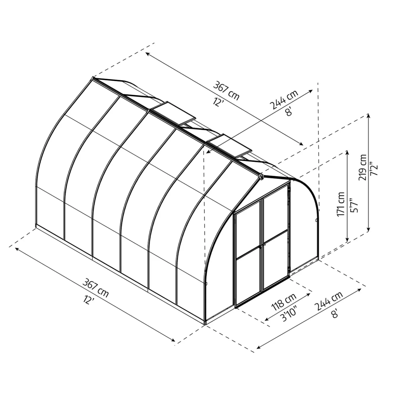 Canopia Tuinkas Bella 8x8 - Polycarbonaat - Zilver - 244x244x219cm